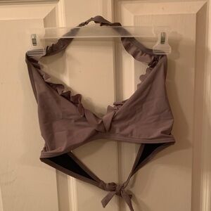 Elegant Ruffled Halter Bralette Swim Top Large